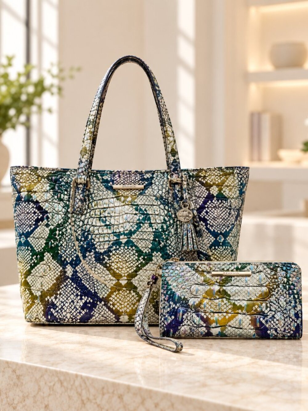 Brahmin Medium Asher Tote & Corie Wallet Spellbound Melbourne Set NWT